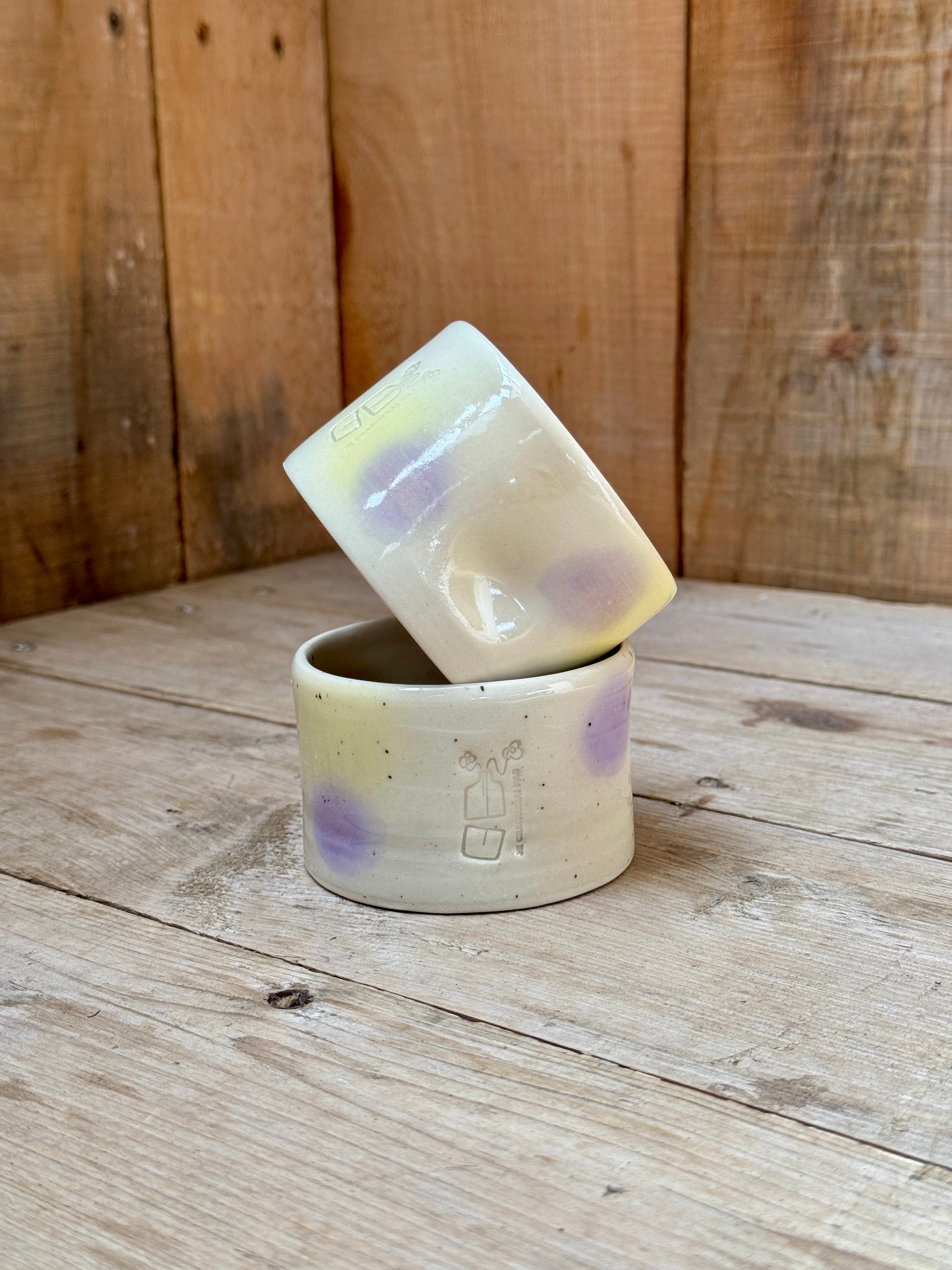 Tasse espresso - Jaune-Mauve - Blanche